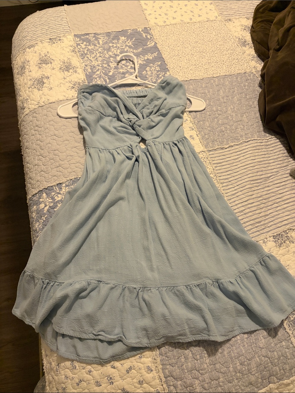 Women’s Light Blue Ruffle Hem Dress